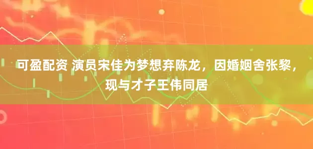 可盈配资 演员宋佳为梦想弃陈龙，因婚姻舍张黎，现与才子王伟同居