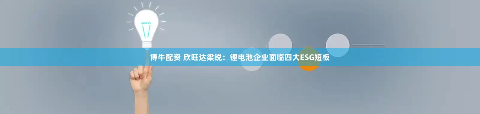 博牛配资 欣旺达梁锐：锂电池企业面临四大ESG短板