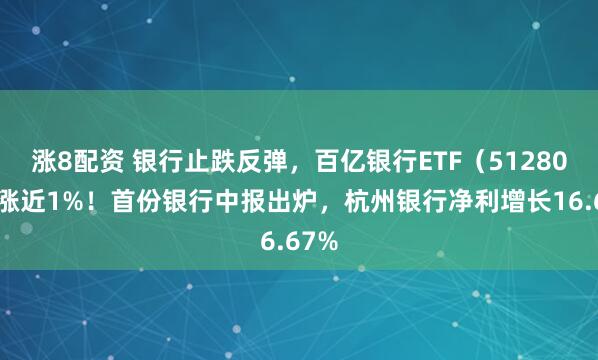 涨8配资 银行止跌反弹，百亿银行ETF（512800）涨近1%！首份银行中报出炉，杭州银行净利增长16.67%